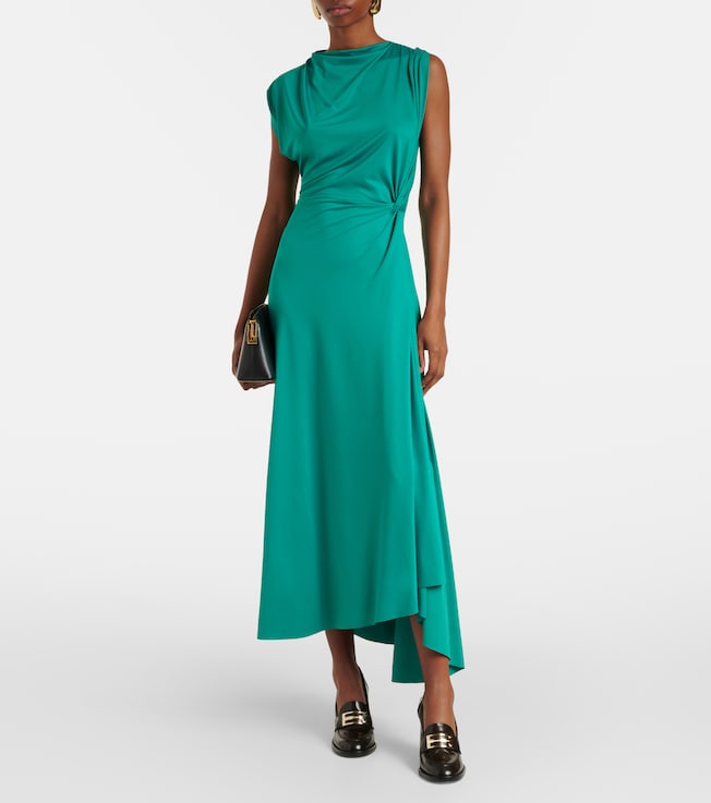 Victoria Beckham Asymmetric gathered jersey midi dress