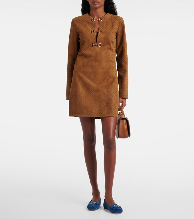 Gucci GG Horsebit suede minidress
