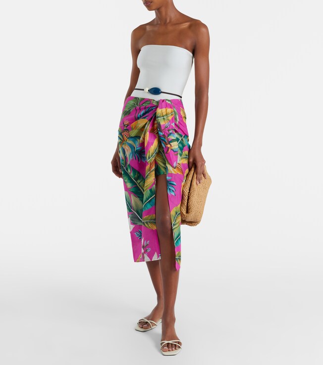 FARM Rio Tropicalia printed cotton midi skirt