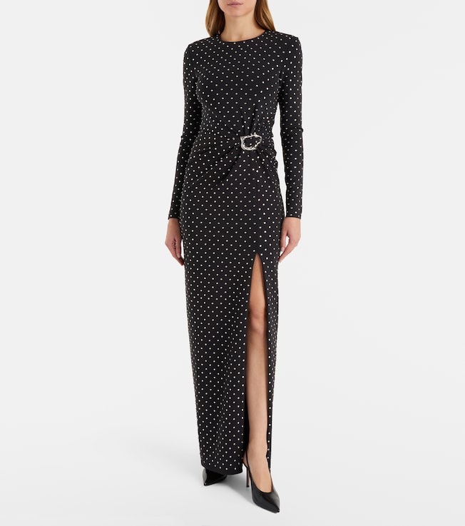 Roland Mouret Embellished gathered jersey gown