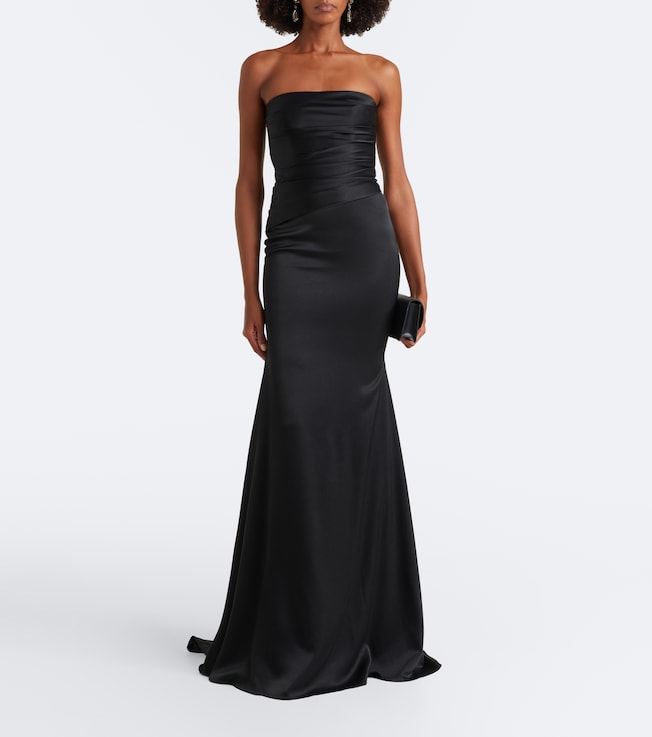 Alex Perry Draped strapless crêpe satin gown