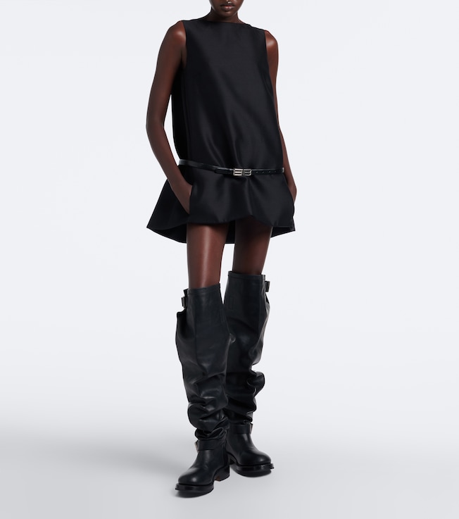Balenciaga BB belted wool and silk minidress