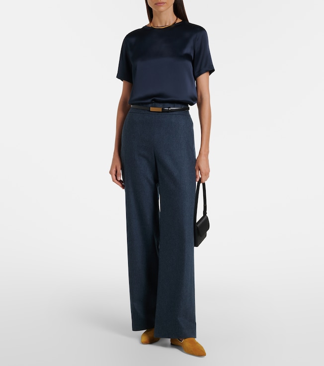 Eleventy Wool and cashmere wide-leg pants
