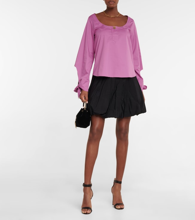 Oscar de la Renta Poplin off-shoulder blouse