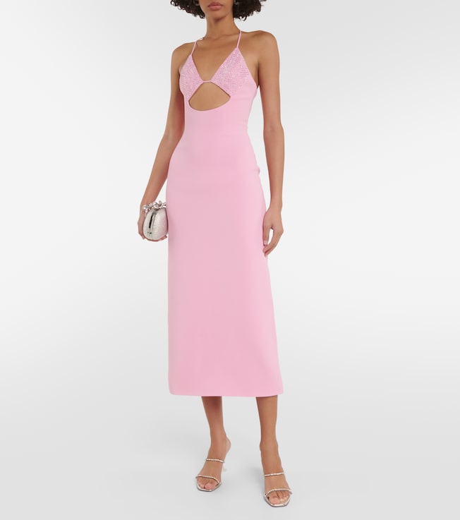David Koma Crystal-embellished cutout midi dress