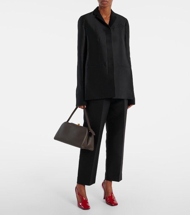 KHAITE Cam wool and silk faille straight pants