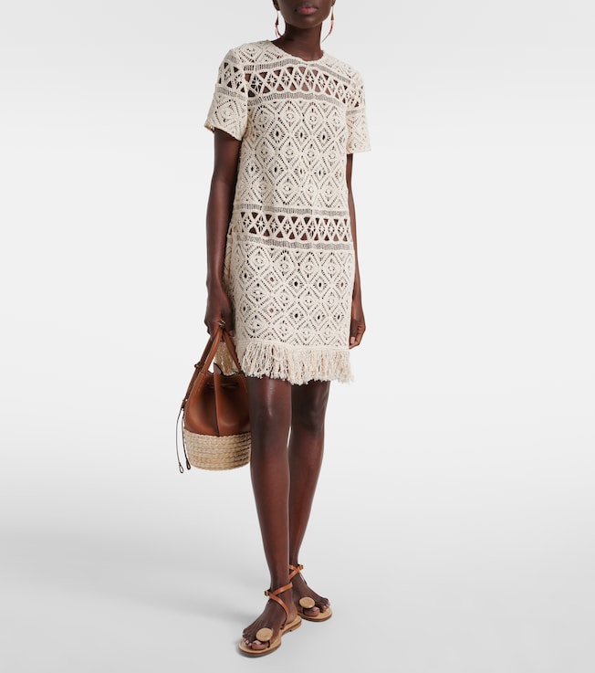 La DoubleJ Lacey macramé cotton minidress