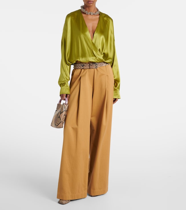 Dries Van Noten Draped silk-blend satin blouse