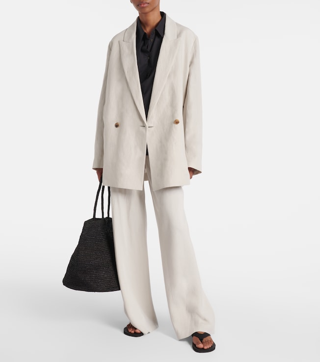 The Row Nat double-breasted silk and linen blazer