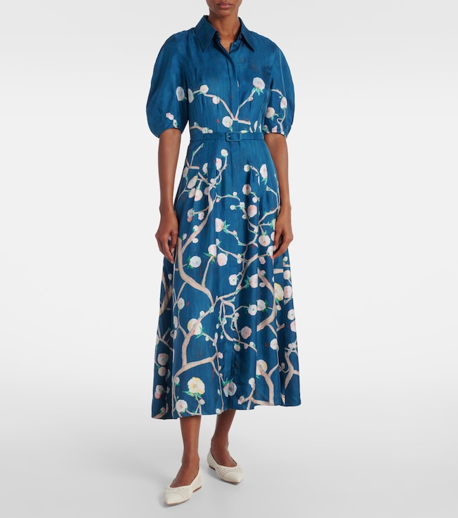Gabriela Hearst Maude floral silk shirt dress