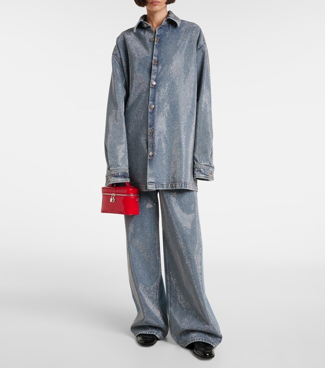 Stella McCartney Crystal-embellished wide-leg jeans