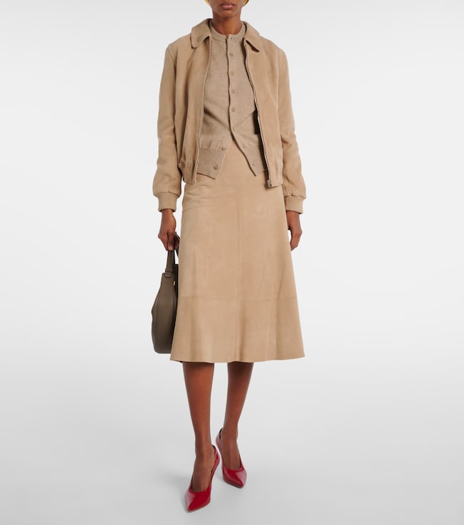 Yves Salomon Suede midi skirt