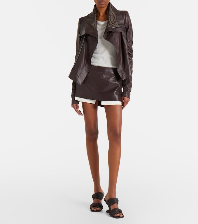 Rick Owens Naska asymmetric leather jacket