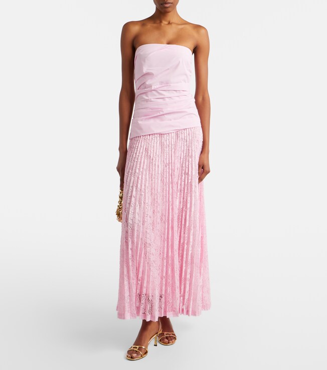 SIMKHAI Annalise plissé lace maxi dress