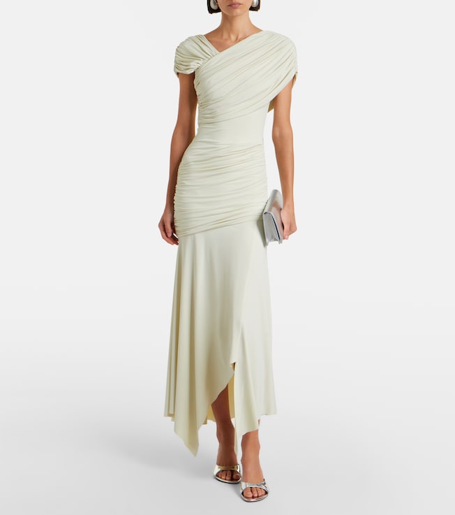 DE LA VALI Hela draped asymmetric jersey midi dress