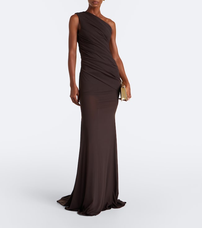 Alex Perry One-shoulder mesh gown
