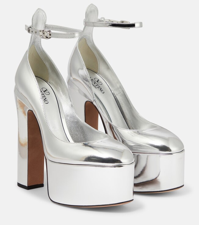 Valentino Garavani Tan-Go 155 metallic leather platform pumps