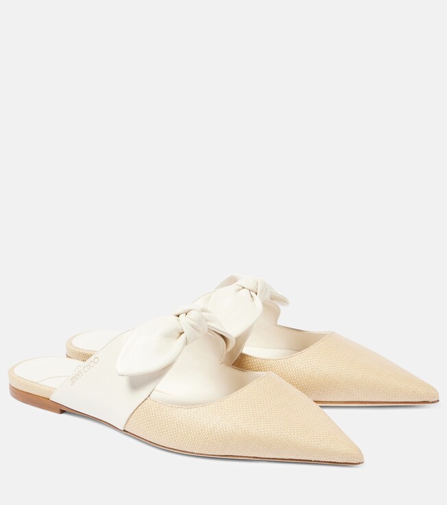 JIMMY CHOO - Rali leather and raffia mules | Plush