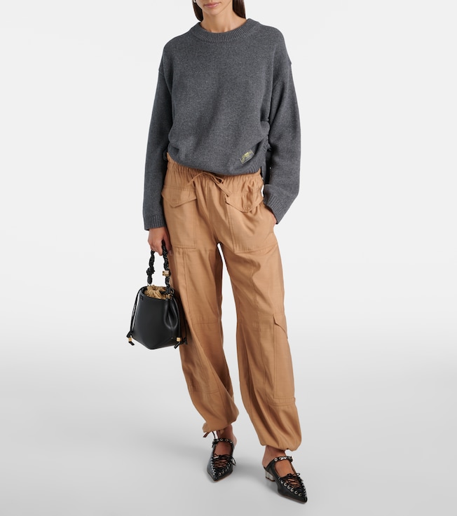 GANNI Logo wool-blend sweater