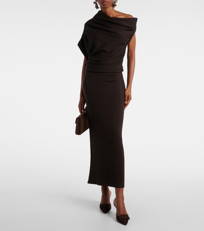 Staud Mabel one-shoulder wool maxi dress