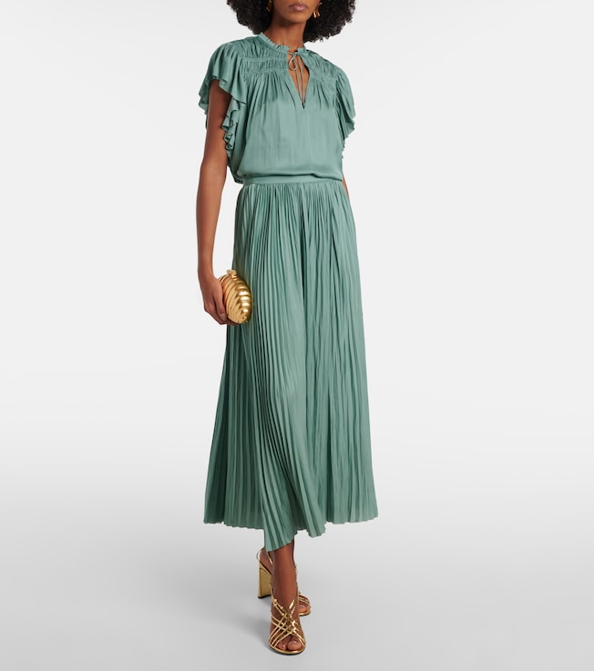Ulla Johnson Lulu satin plissé maxi skirt 