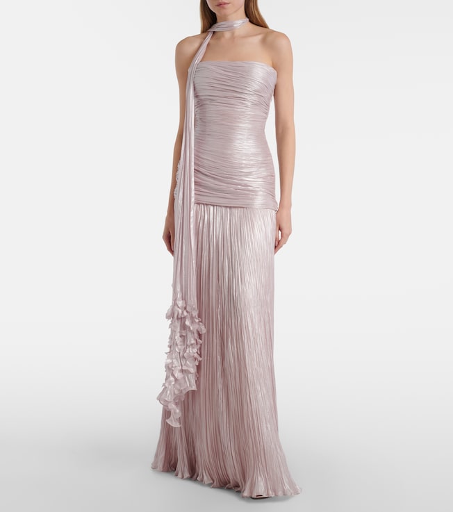 MARMAR HALIM Dayana ruched scarf-detail gown