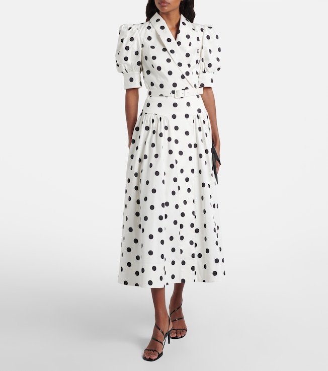 Rebecca Vallance Maisie polka-dot cotton-blend midi dress