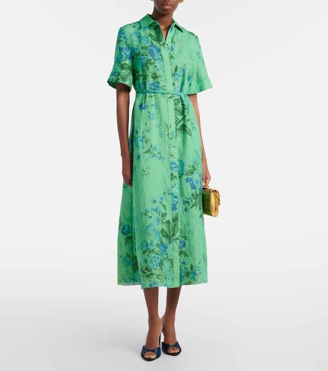 Erdem Floral linen shirt dress