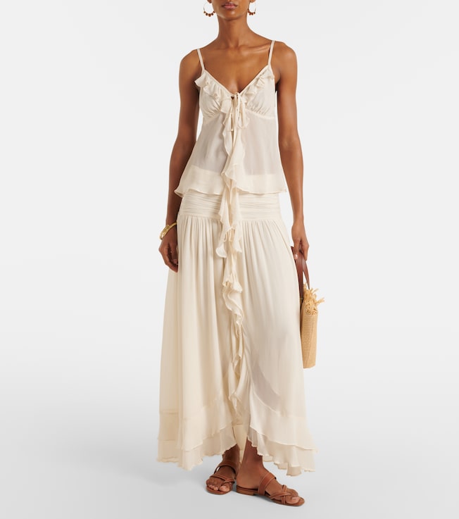 Poupette St Barth Neree ruffled maxi skirt