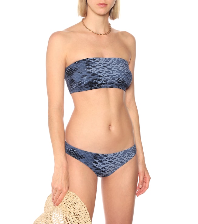 Karla Colletto Bree snakeskin-print bandeau bikini top