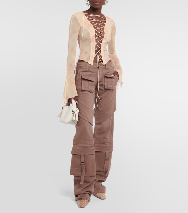 KNWLS Lace-up silk-blend shirt