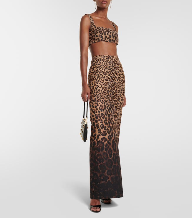 Valentino Crêpe Couture leopard-print crop top