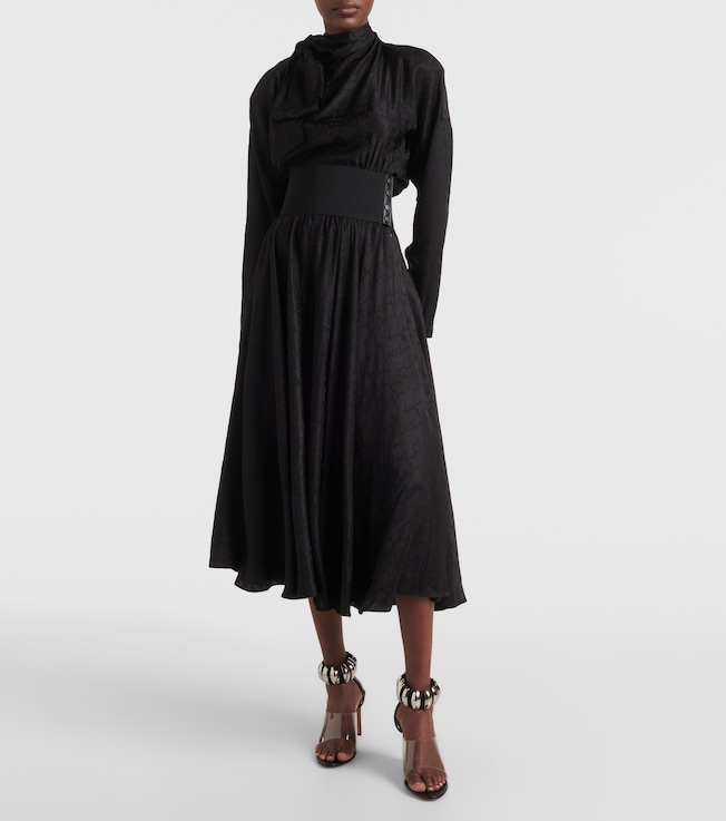 Alaïa Tie-neck silk-blend midi dress
