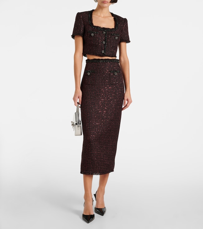 self-portrait Tweed maxi skirt