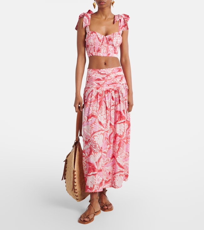 Poupette St Barth Carla pleated printed crop top