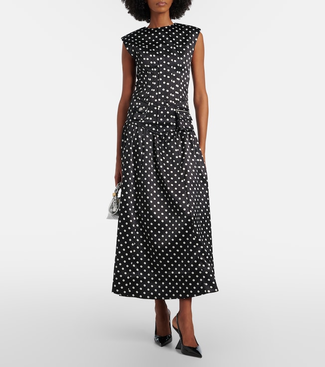 GANNI Polka-dot satin maxi skirt