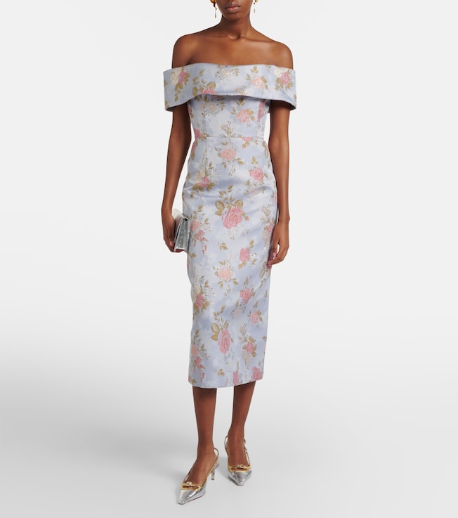 Markarian Gloria floral lamé brocade corset dress