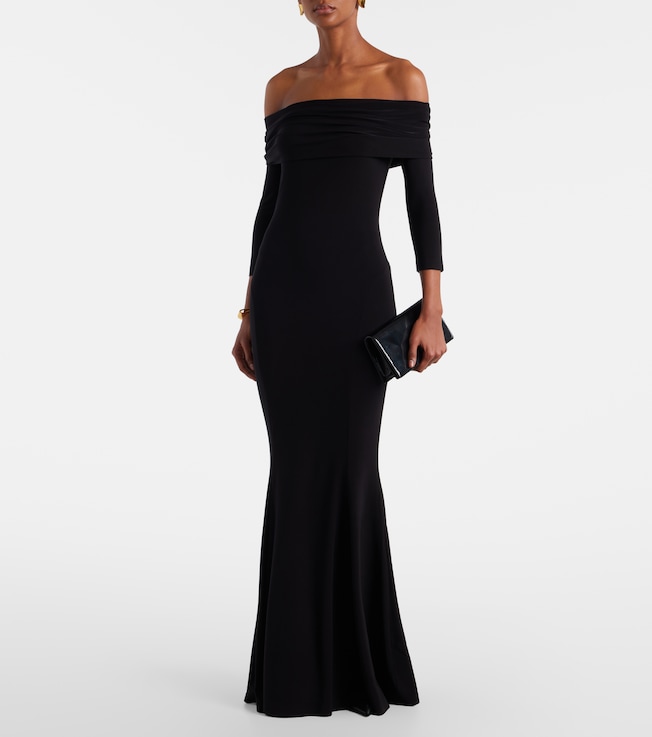 Norma Kamali Off-shoulder jersey maxi dress