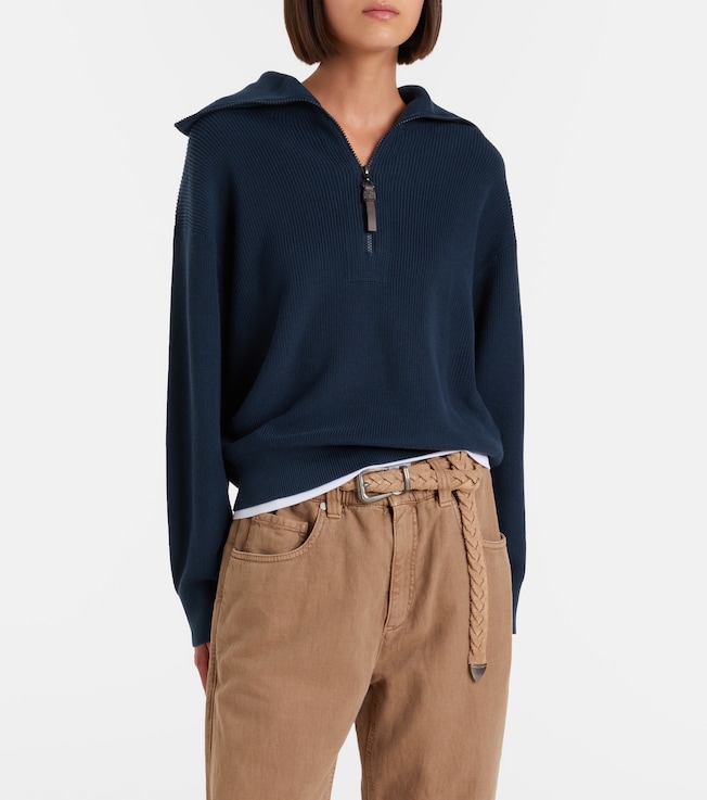 Brunello Cucinelli Monili cotton half-zip sweater