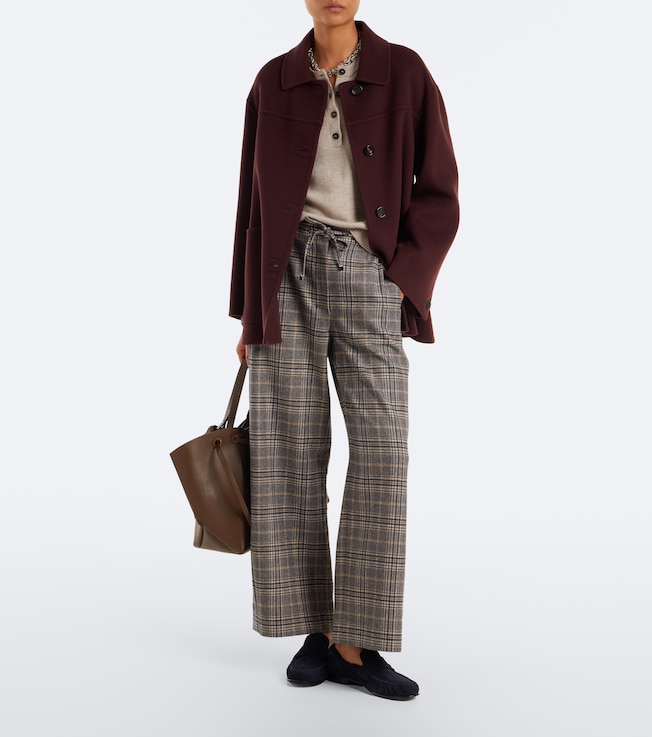 S Max Mara Checked virgin wool wide-leg pants