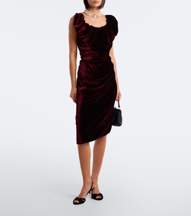Vivienne Westwood Vivienne Westwood Ginnie Amber draped velvet midi dress