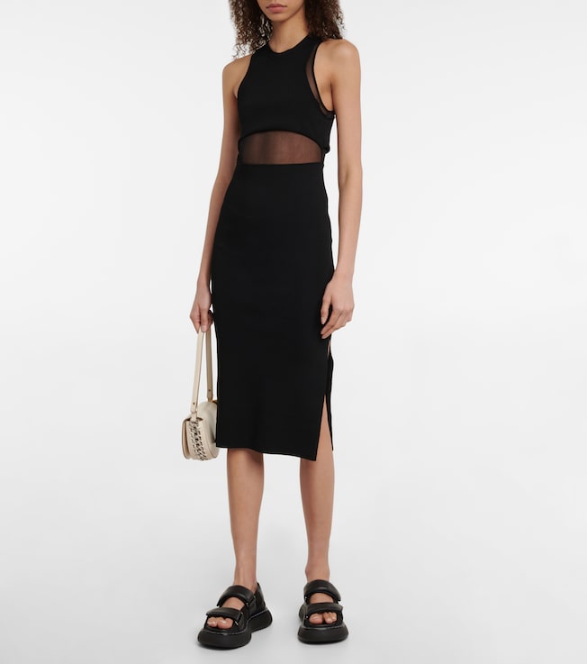 Stella McCartney Mesh-paneled midi dress