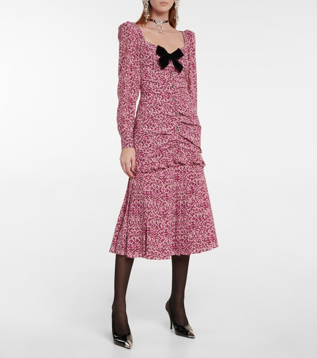 Alessandra Rich Floral silk midi dress