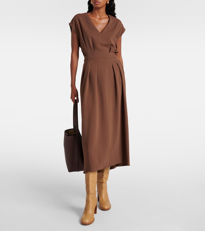 JOSEPH Pleated cady midi dress