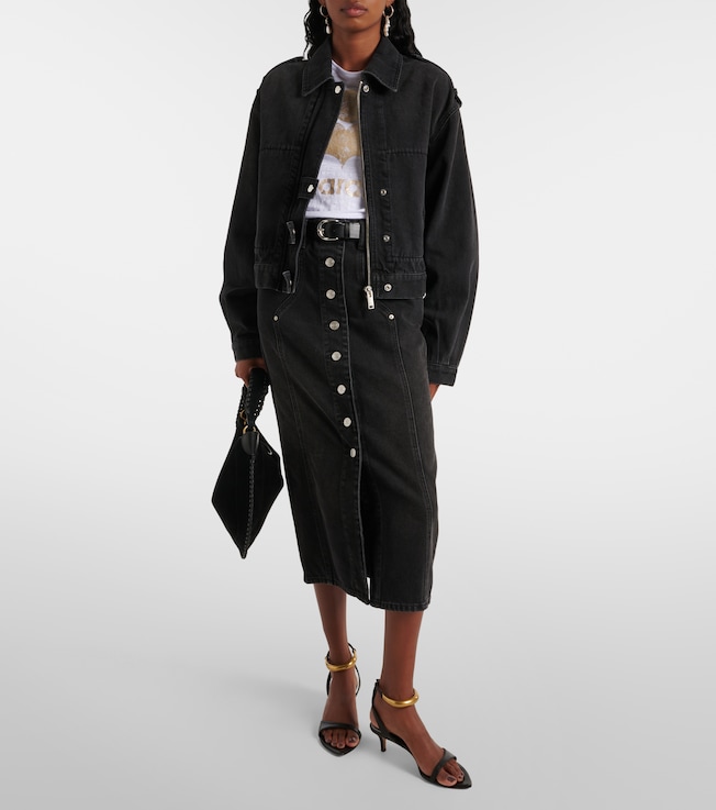 Marant Étoile Vandy high-rise denim midi skirt