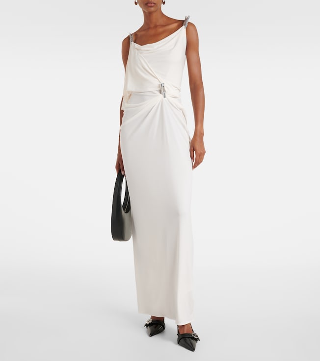 Coperni Draped embellished jersey maxi dress