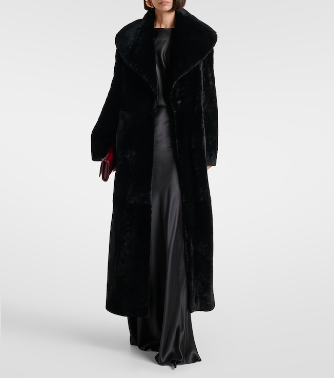 NOUR HAMMOUR Giovanna shearling wrap coat