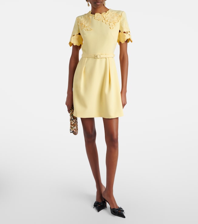 LEO LIN Aurelie belted floral-appliqué minidress
