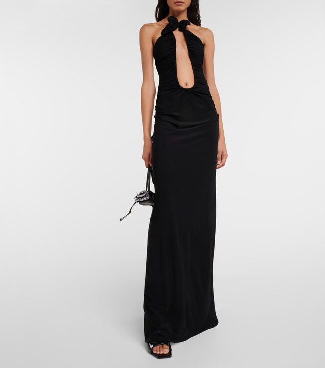 Magda Butrym Floral-appliqué ruched jersey gown