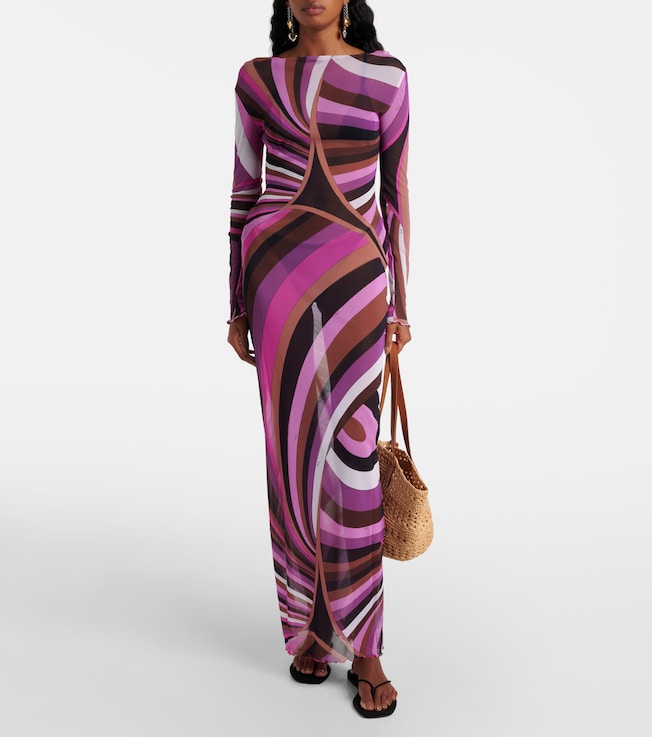 Pucci Iride sheer tulle maxi dress